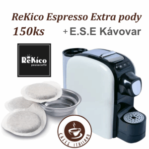 Kávovar na e.s.e.pody + ReKico Espresso Extra pody 150ks